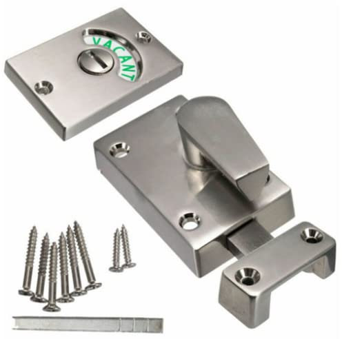 Aretro Satin Nickel Stainless Steel Effect Vacant Engaged Indicator Bolt Bathroom Door Lock Toilet Latch WC Privacy Public Bathrooms Restrooms (Satin Chrome Stainless Steel Effect)