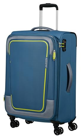 American Tourister Pulsonic - Spinner M, Erweiterbar Koffer, 68 cm, 64/74 L, Blau (Coronet Blue)