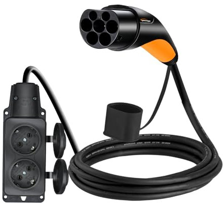 GUWIEYG Cavo da Tipo 2 a Schuko, Max 16A 250V, Adattatore IEC 62196 a Connettore Caricabatterie Schuko, Tipo 2 a presa Europea per Motocicli Elettrici E-Bikes 4m