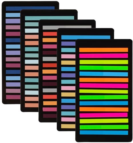 COLOFALLA 1500 Stücke 5x0.4 cm Haftstreifen Page Marker Seitenmarker Haftnotizen Schmal Lang Transparente Klebemarkierungen Pastell Textstreifen Klebezettel Selbstklebend Haftmarker
