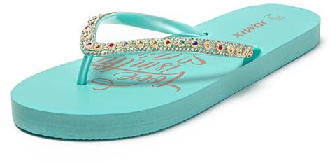 JOMIX Tongues Femme Tongs Femme d'été Sandales Femme nu-pieds pour Mer Piscine Maison (Bleu, 41)
