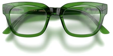 LONDON MOLE Brillen | Tricky Lesebrille | Rechteckige Lesebrille | Coole Leser | Stilvolle Lesebrille | Herren Damen Unisex | Federscharniere | Transparent Grün | + 1,0 Vergrößerung, LM-TRI-TG-1