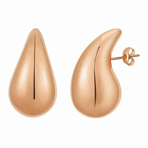 Onvavient Ohrringe Dupes, Ohrhänger Damen, Wassertropfen Ohrring Hypoallergene, Elegante Damenohrringe, Modeschmuck Schmuckstück Ohrstecker für Frauen Mädchen (Rosegold, 18 x 31 mm)