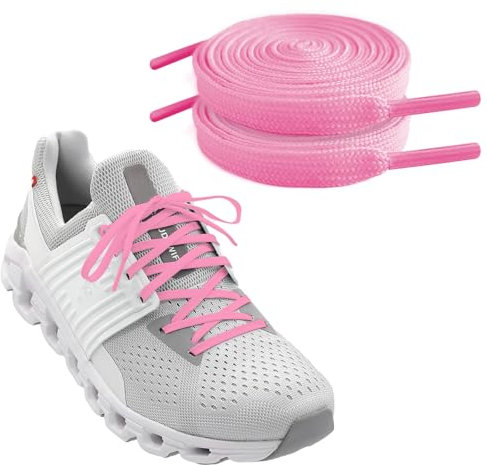 NDTEZUGT 6mm Lacets Plats et Fins pour Baskets, Lacets Chaussures de Remplacement Plusieurs 7 Couleurs et 4 Longueurs (Rose,54/140cm)
