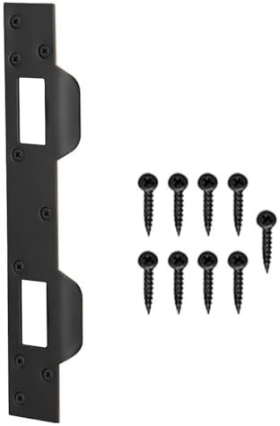 Metal Latch Plate Door Lock, Double Holes Door Latch Security Plates Reinforcement Door Striker Plates for Interior Door, Security Door Lock for Bathroom and Toilet Doors (1Pack - Black)