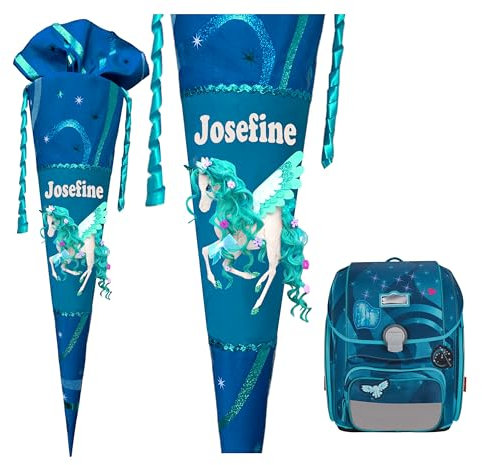 Schultüte Einhorn, passend zum Scout Heaven, für Mädchen, Wunschname, benutzerdefinierte, genähte Zuckertüte