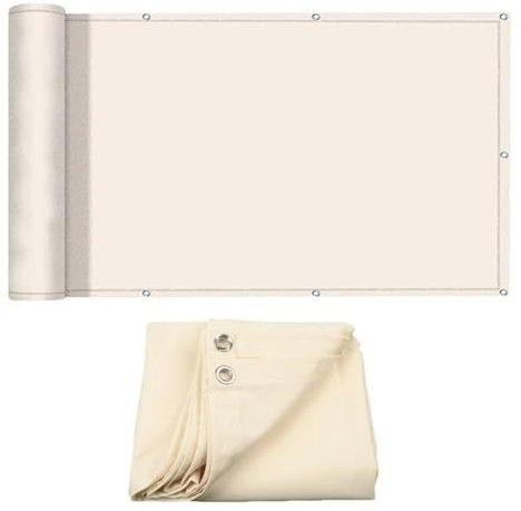 Tissu polyester imperméable 300D anti-UV pour maison, hôtel, terrasse, brise-vent, clôture, balcon, brise-vue, pare-vue, laiteux, 45 cm x 300 cm
