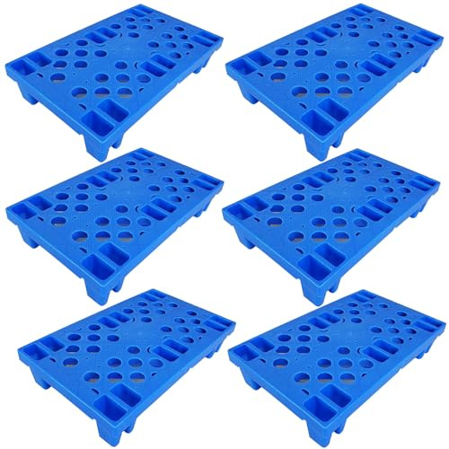 Kunststoffpalette, 6 Stück, leicht, verschachtelbar, blau, Polyethylen-Paletten, Mini-Bodenpalette, feuchtigkeitsbeständig, für Restaurant, Küche, Geschäft, Supermarkt, Keller, Lagerhaus, L 49,8 cm x