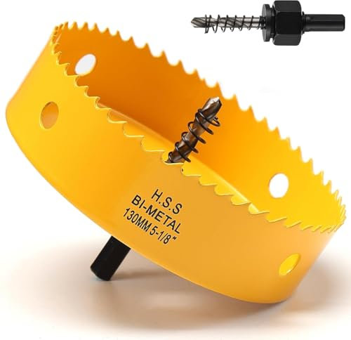 Sega a tazza da 130 mm, fresa a tazza bimetallica per legno, punta per trapano con profondità di taglio di 35 mm, taglierina a tazza HSS per tagliare plastica, cartongesso e fibra di vetro