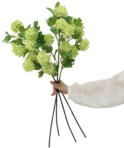 BQEE Lot de 3 grandes fleurs d'hortensia artificielles en soie pour bouquet de mariage, maison, fête, magasin (vert clair)