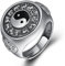 Ring Ornamente, Ausgefallener S925 Sterling Silber Nine Palaces Gossip Zodiac Ring für Männer, Gothic Retro Gossip Zodiac Ring,Silber,12
