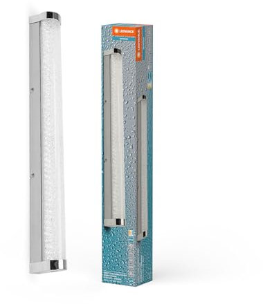 LEDVANCE ORBIS Tube LED-Spiegel-/Wandleuchte, Chrom, Glas mit Blaseneffekt, 12W, 1200lm, dimmbar, 3000/4000K über Wandschalter einstellbar, 60cm Durchmesser, IP44 Schutz vor Fremdkörpern/Spritzwasser