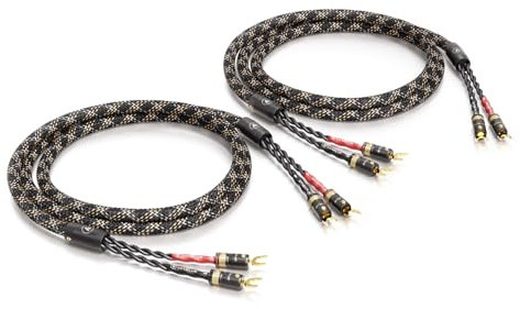 VIABLUE SC-4 Silver Single-Wire * High-End Lautsprecherkabel * T8 * Modell 2024 * Kabelschuhe, echtvergoldet * 1 Paar * mit Splitter * 150 cm * 1.5 m