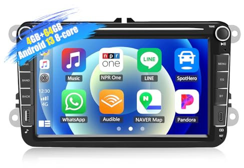 CAMECHO 4+64G 8-Core Android 13 Radio Coche para VW Golf 5 6 Polo Tiguan Caddy Skoda Passat con CarPlay Android Auto DSP, 8 Pulgadas Pantalla Táctil,1280 * 720,con GPS WiFi BT USB FM RDS Radio