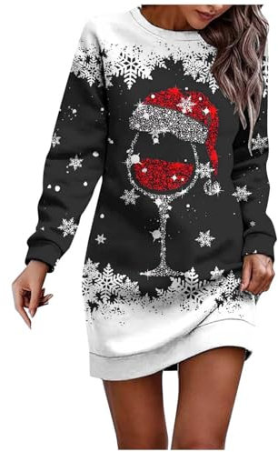 Robe Pull Femme Hiver Noël Rouge Et Blanc - Pull Rose Brillant - Soirée Boîte De Nuit - Jupe Longue Grande Taille Élastique