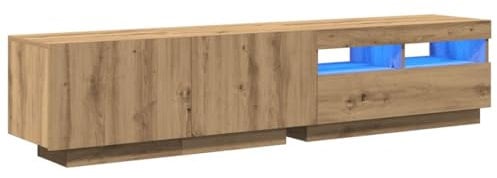 vidaXL TV-Schrank mit LED-Leuchten Artisan-Eiche 180x35x40 cm, TV-Ständer, TV-Lowboard, TV-Tisch, TV-Sideboard, TV-Möbel, HiFi-Schrank, Medienschrank