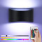 UNISOPH Wandlampe Schwarz Dimmbar, 6W LED Wandleuchte Innen Mit Fernbedienung, RGB Farbwechsel Nach Oben und Unten Wandleuchte für Wohnzimmer, Flur, Treppen, Familienfeier-Atmosphärenlicht, Aluminium