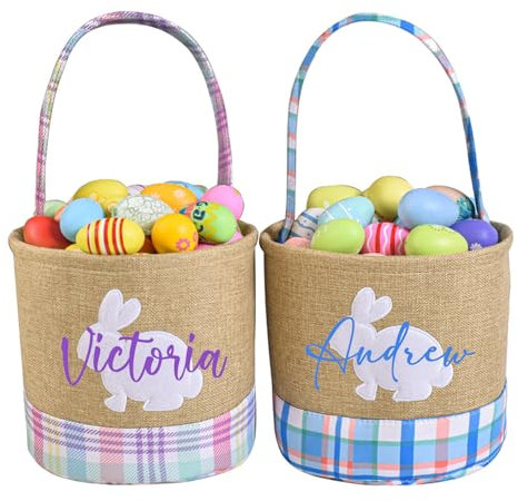 Flycalf Personalisierte Ostern Korb Tasche Geschenk Tote Tasche Portable Handtasche Retro-Stil wiederverwendbare Urlaub Tasche