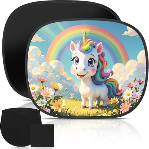 Augshy Pare-Soleil Voiture Bébé, 2Pcs Pare-Soleil avec Protection UV, 44 x 36cm, Motifs d'animaux Mignons, Protection Solaire pour Fenêtre Latérale de Voiture