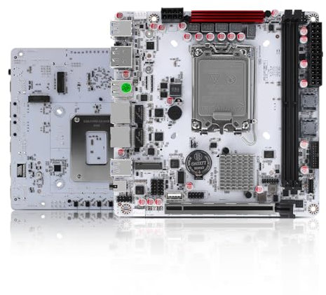 AIOPCWA Carte mère Q670 LGA 1700 NAS 8 baies, 3 cartes mères NVMe4.0 Mini ITX avec 2 x SFF8643 (8 x SATA3.0), 2 x i226 2.5GbE LAN, DDR5 32 Go RAM 1 To, SSD i226-LM, USB-C, PCI-E x16 1 litre