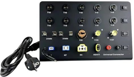 Juqoyue Auto-Scheinwerfer-Testplatine, HID-Xenon-LED-Lampe, T10, W5W, Festoon, C5W, T20, 7443, H1, H3, H7, H4, 9005, Tester, EU-Stecker