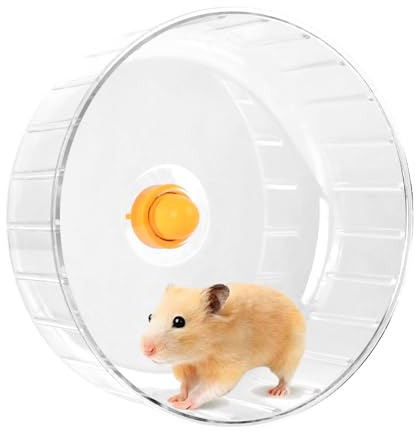 21 cm Rueda para Correr de Hámster, Rueda Hamster Silenciosa, Transparente Ruedas de Ejercicio para Mascotas, Ruedas Hamster Juguete para Gerbil Ratones Conejillo de Indias Pequeños Animales