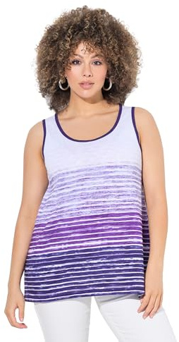 Ulla Popken Damen große Größen Übergrößen Plus Size Top, Streifen-Verlauf, A-Linie, Rundhals, ärmellos lila 50+ 828017824-50+