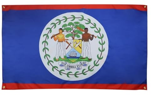 AZ FLAG Flagge Belize 150x90 cm Fahne Belize Leichtes Polyester 4 Ösen | Für innen dekorative Flagge doppelte Nähte und verstärkte Kanten mit Metallösen