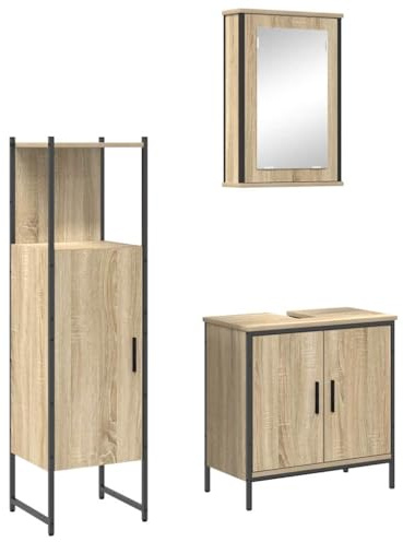 vidaXL Sonoma 3-Piece Bathroom Furniture Set Oak Wood Material