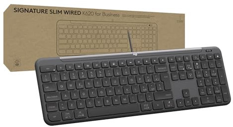 Logitech Signature Slim Wired K620 for Business, tastiera standard, USB-C plug-and-play, in stile laptop, tasti scissor, Windows/Mac/Chrome/PC/laptop, Layout Italiano QWERTY - Graphite