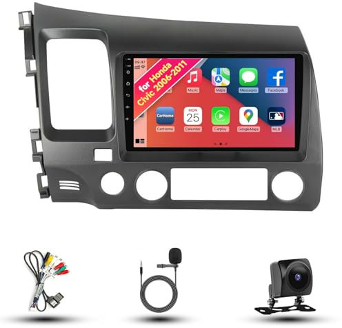 Radio para Honda Civic 2006-2011 con Android 13, Pantalla táctil IPS de 9, estéreo con CarPlay y Android Auto, navegación GPS, DSP SWC, cámara WiFi 5G(4Core 1+32GB)