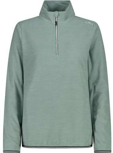 CMP Damen Fleecepullover Half Zip Second-Layer-Rollkragenpullover, Farbe:Grün, Artikel:-E435 Jade Mel., Größe:38