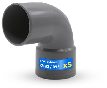 DOJA Barcelona Coude en PVC de 87° - Ø 32mm - Pack 5 - Coude Mâle -Femelle pour Installation Rapide et Simple - Raccords d'évacuation Offrant Compatibilité, Résistance - PVC Pour Adaptation