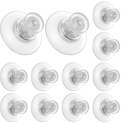 12 Stück Saugnapf mit Gewinde, Ø 25mm Saugnäpfe für Fenster, Saugknöpfe Fenster, Saugknopf ohne Haken, Durchsichtig Glas Saugnäpfe für Lichterketten Fliesen Glasplatten Küche Badezimmer