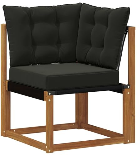 vidaXL Outdoor Ecksofa Massivholz Akazie und Textilene-Stoff Natur, Balkonmöbel, moderner Stil, langlebiges Design, wetterfeste Akazie, multifunktional für den Garten