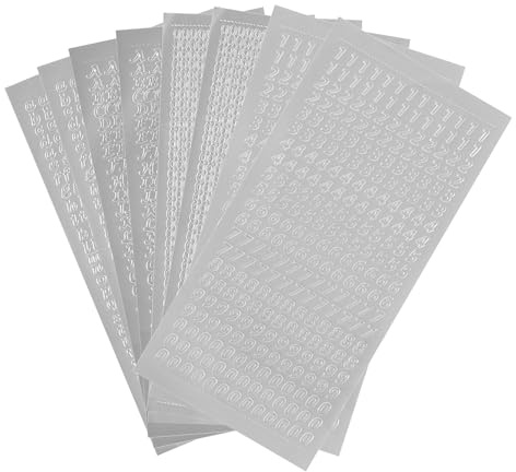 Wachsbuchstaben und Zahlen Aufkleber Set, 8 Blatt Silber, selbstklebende Wachsaufkleber zum Gestalten von Taufkerze und Kommunionkerze, DIY Kerzen Dekoration Buchstaben Zahlen für Kerzengestaltung