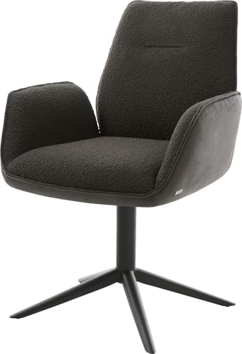 DELIFE Esszimmerstuhl Zoa-Flex Fußkreuz Schwarz Materialmix Schwarz 360° drehbar Wippfunktion Taschenfederkern