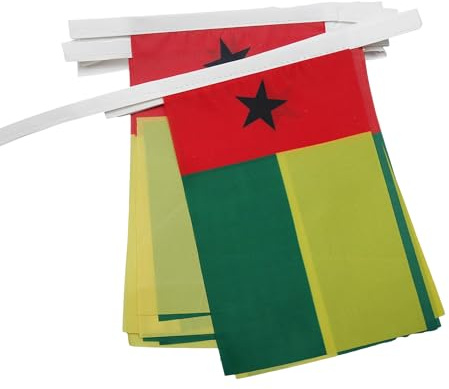 AZ FLAG Guinea-Bissau Bunting 6 m 20 flags Light Polyester 21x15 cm | Indoor and outdoor use Bissau-Guinean 20 ft flag bunting Guiné-Bissau flags stitched onto reinforced tape