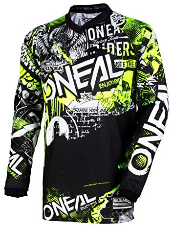 O'NEAL | Motocross-Shirt Langarm | MX MTB Mountainbike | Passform für Maximale Bewegungsfreiheit, Eingenähter Ellbogenschutz | Element Jersey Attack | Erwachsene | Schwarz Neon-Gelb | Größe S