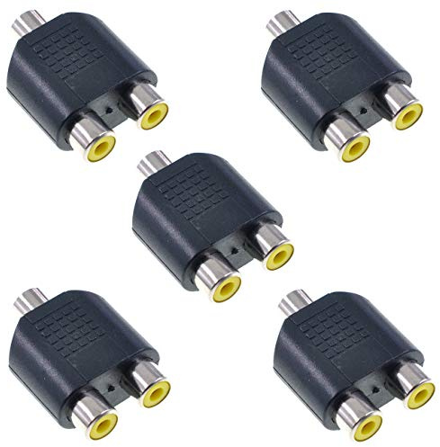 Oiyagai 5 Pezzi Adattatore Y Splitter RCA 3.5mm 1 Femmina a 2 Femmina per Audio Video AV TV