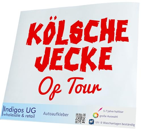 INDIGOS UG Aufkleber Autoaufkleber - JDM Die Cut - Fasching - Kölsche Jecke Kölner Dom op Tour Köln Design - 140X100mm Gold Auto Laptop Tuning Sticker Heckscheibe LKW