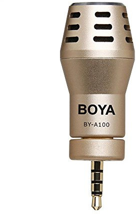 Market&YCY BY-A100 Mini Omni Directionnel 3.5mm TRRS Condensateur Microphone Connecteur pour iPhone iPad iPod Touch La Plupart Andriod (Golden)