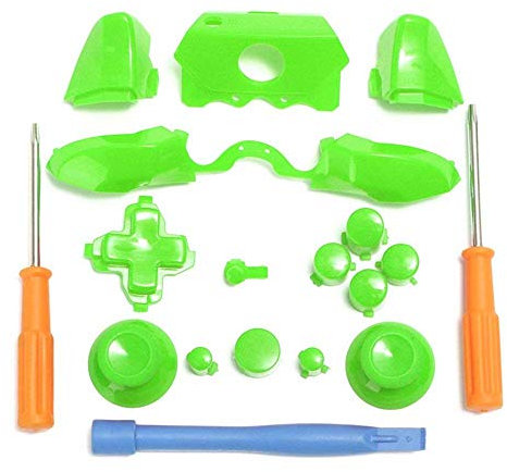 Pare-Chocs déclencheurs Boutons gâchettes LB RB LT RT Boutons et T6 T8 Tournevis et Pied de biche pour Manette Xbox One Elite 3,5 mm Green