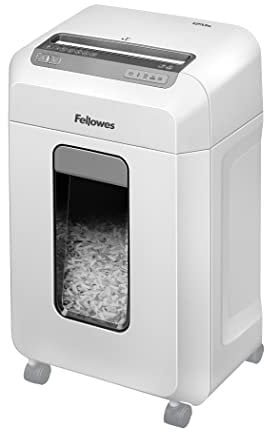 Fellowes 12 Sheet Paper Shredder for Office - Mini Cut Shredder with Auto Reverse & SafeSense Technology - Powershred 12Ms Office Shredder with 23L Pull-Out Bin - DIN Level P4 - Amazon Exclusive
