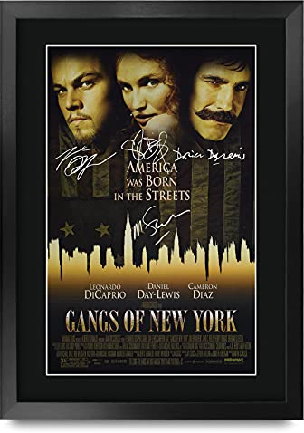 HWC Trading Gangs Of New York A3 Gerahmte Signiert Gedruckt Autogramme Bild Druck-Fotoanzeige Geschenk Für Daniel Day Lewis Leo Dicaprio Cameron Diaz Filmfans