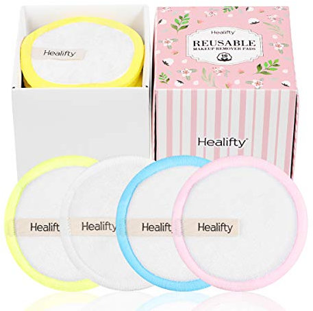 Wiederverwendbare Wattepads - 16PCS - Waschbare Abschminkpads - Bambus Make-up Entferner Pads mit Wäschesack, Gesichtsreinigung, 3 Lagig Verdickt, Durchmesser 8cm