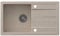 VBChome Spüle 77 x 44 cm Beige Granit Einzelbecken Einbauspüle Abtroffläche gesprenkelt reversibel Verbundspüle + Siphon Spülmittelspender