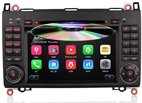iFreGo 7 Zoll 2 Din Touchscreen Autoradio Für Mercedes Benz W169 A Klasse,W245 B-Klasse,W639 Viano, W906 Sprinter,GPS Navigation, 7 Farben Radio DVD CD, Autoradio Bluetooth,AutoradioDAB+