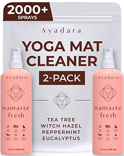 Ayadara Yogamatten-Reiniger-Spray, Reinigungsspray für Yoga-Zubehör, Allzweck-Mattenspray für Fitnessgeräte, Workout-Matten-Spray mit Teebaumöl, Yogamatten-Spray-Reiniger, 1000 Sprühstöße pro Flasche,