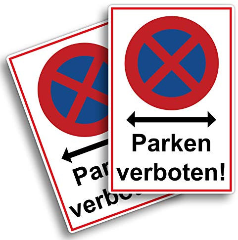 2 Stück Absolutes Halteverbot parken verboten Schild 20 x 30 cm aus stabiler PVC Hartschaumplatte 3mm Parkplatzschild mit UV-Schutz von STROBO